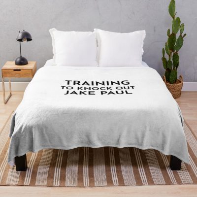Training To Knock Out Jake Paul Throw Blanket Official Jake Paul Merch