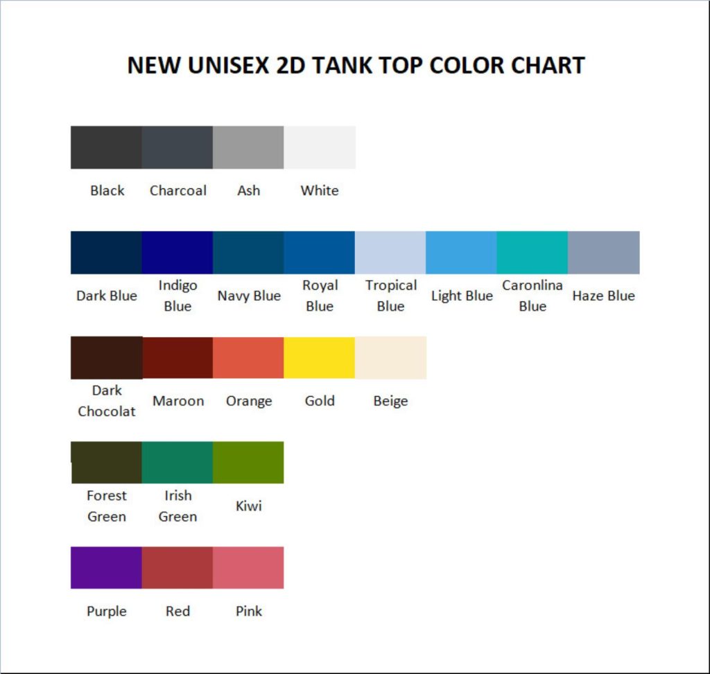 tank top color chart - Jake Paul Shop